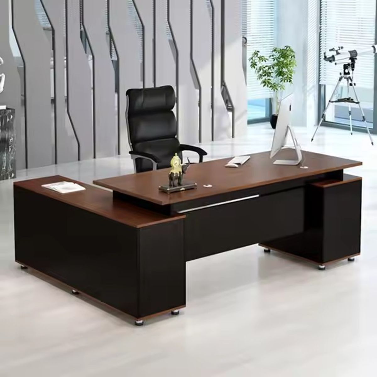 DMUEBLES - DM ESCRITORIO EJECUTIVO/GERENCIA LYBERTY 180 CM - MARRÓN/NEGRO - MADERA