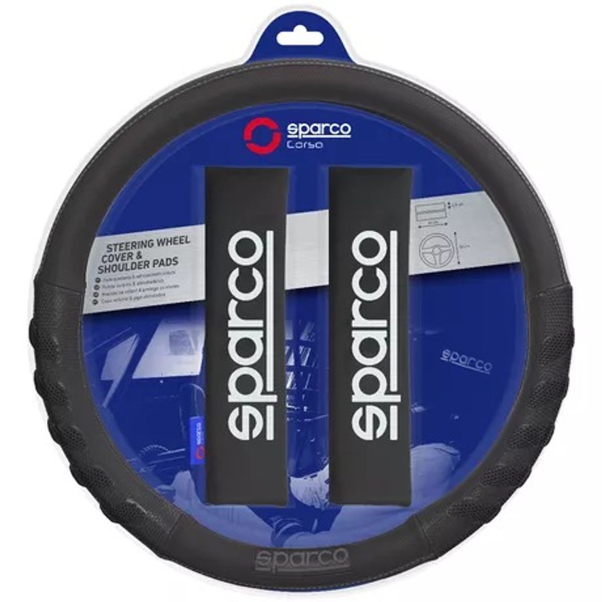 SPARCO - Cubre Volante Funda Timon+cubre Cinturon Sparco Sps107bk