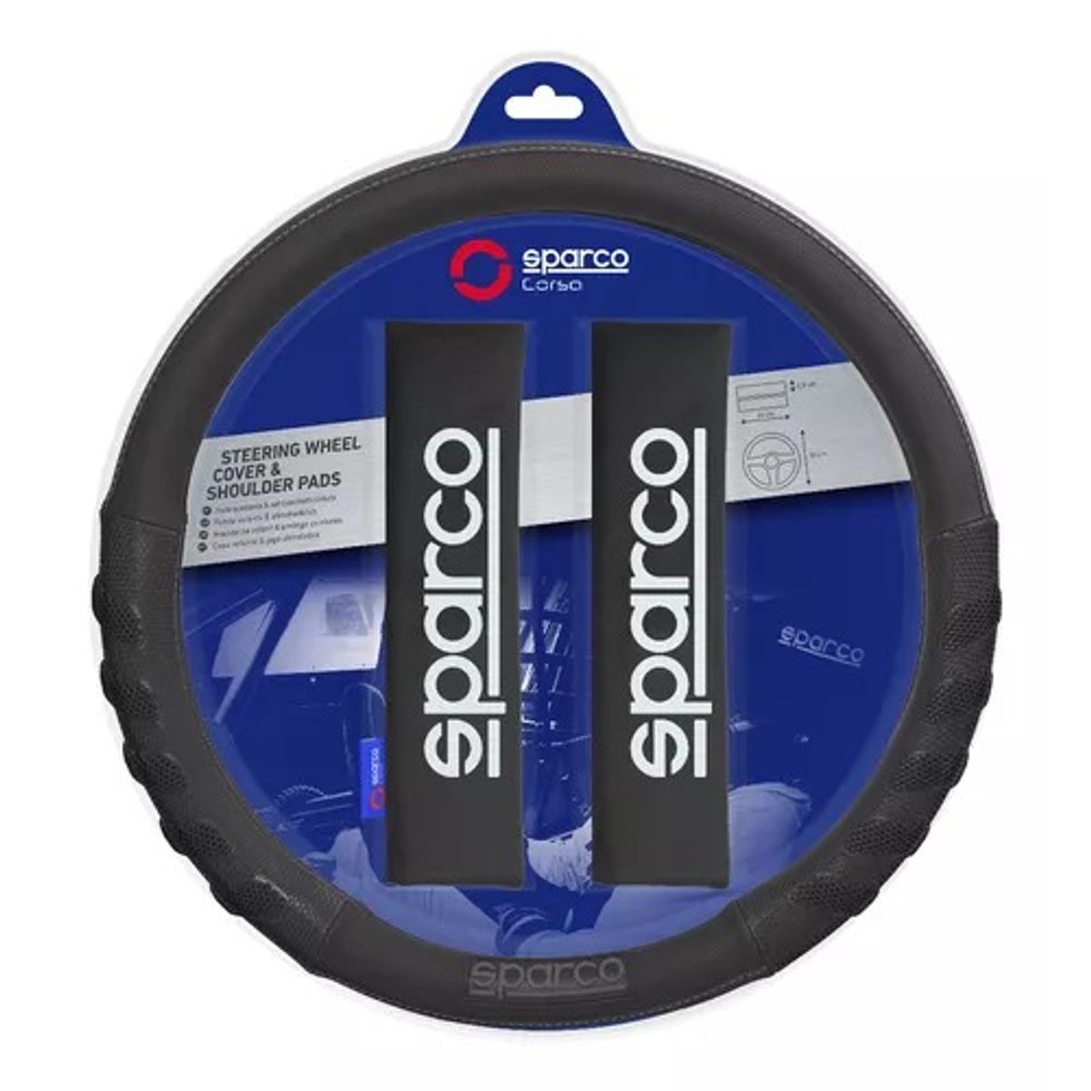 SPARCO - Cubre Volante Funda Timon+cubre Cinturon Sparco Sps107bk