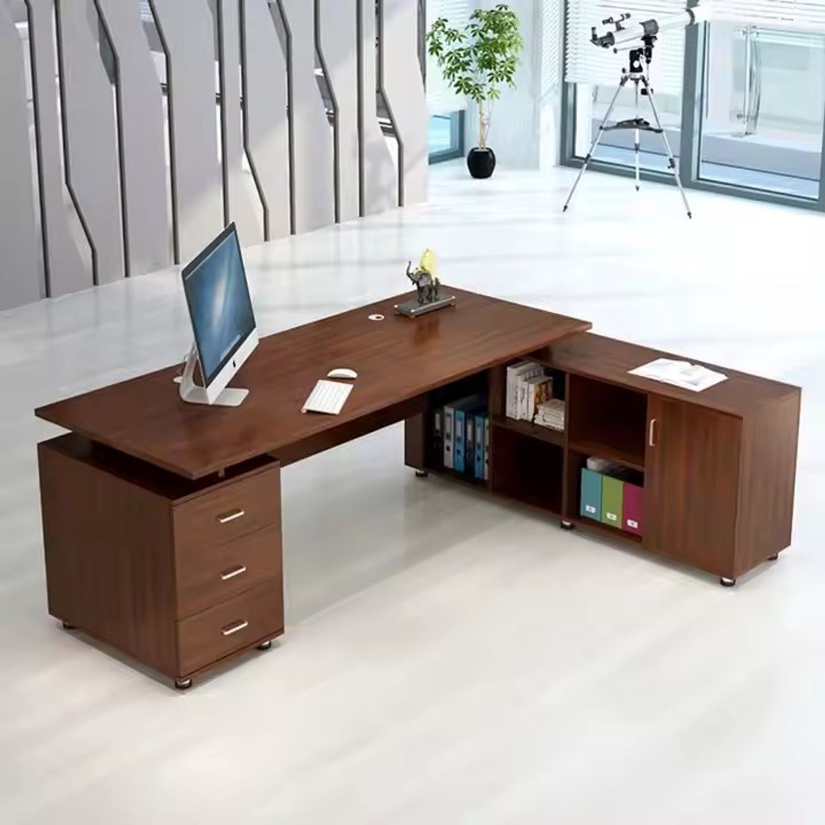 DMUEBLES - DM ESCRITORIO EJECUTIVO/GERENCIA LYBERTY 180 CM - NOGAL CLARO - MADERA