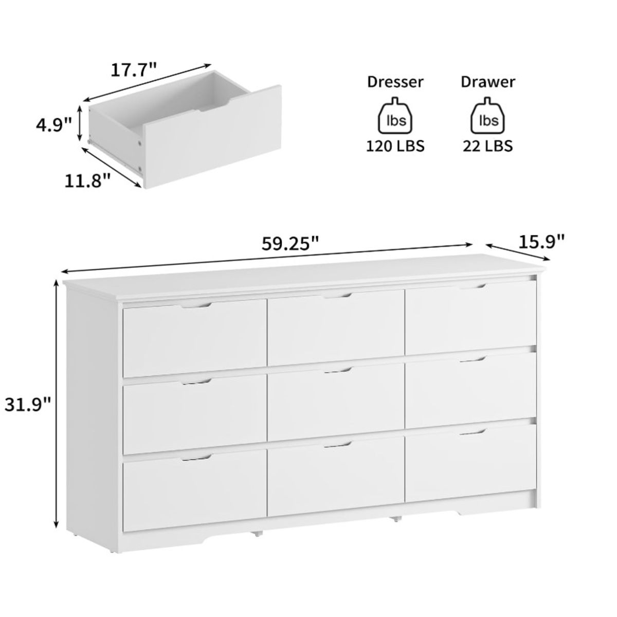 NACION MUEBLES - CÓMODA MODERNA BLANCA MAR NM