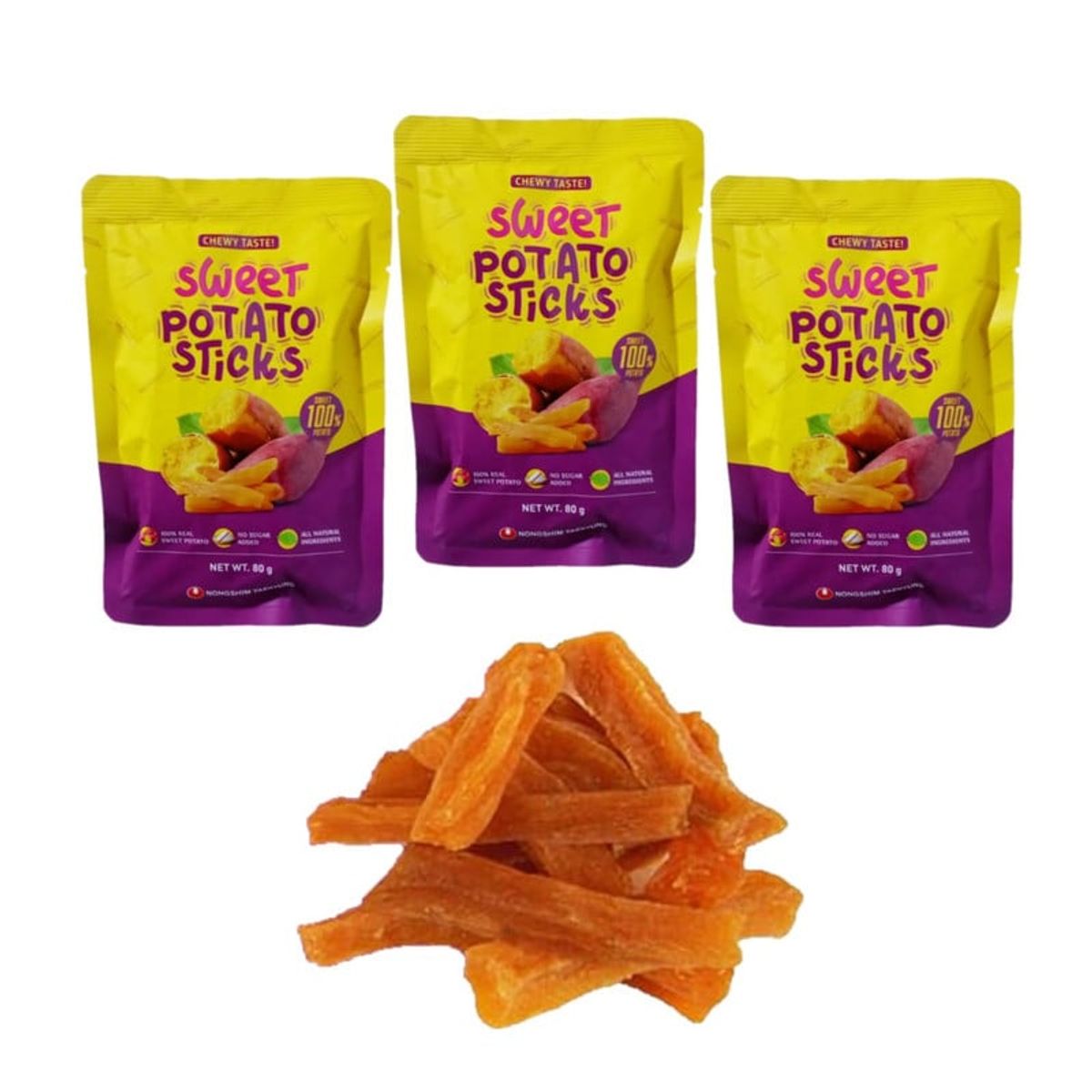 GENERICO - Pack 3u Barras Snack De Camote de 80gr Nong Shim