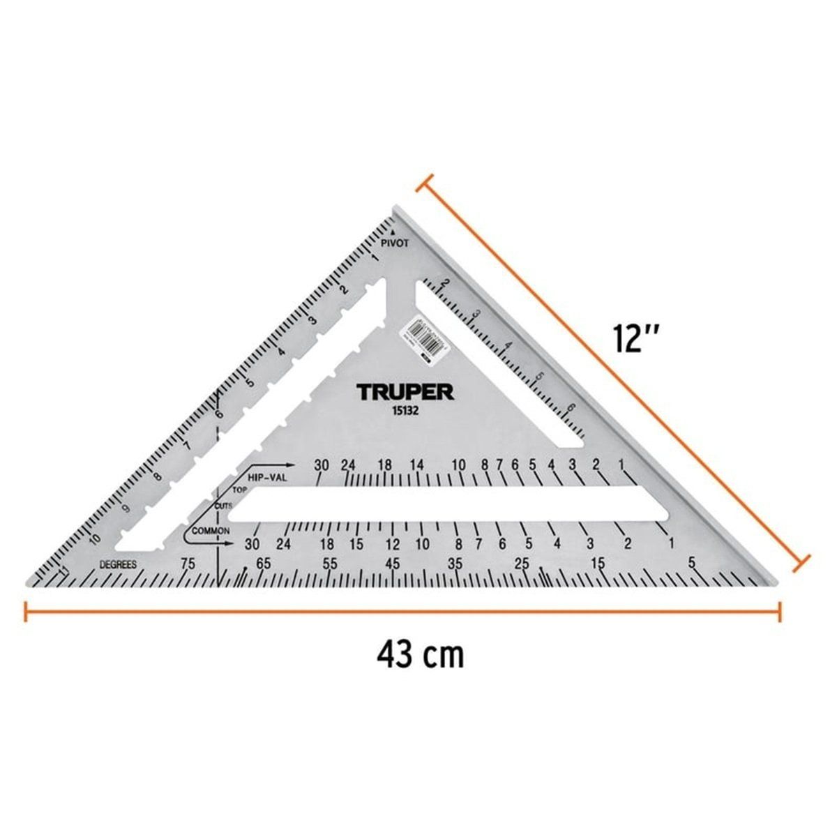 TRUPER - Escuadra 12" de Aluminio para Drywall Muros de Yeso, Truper 15132