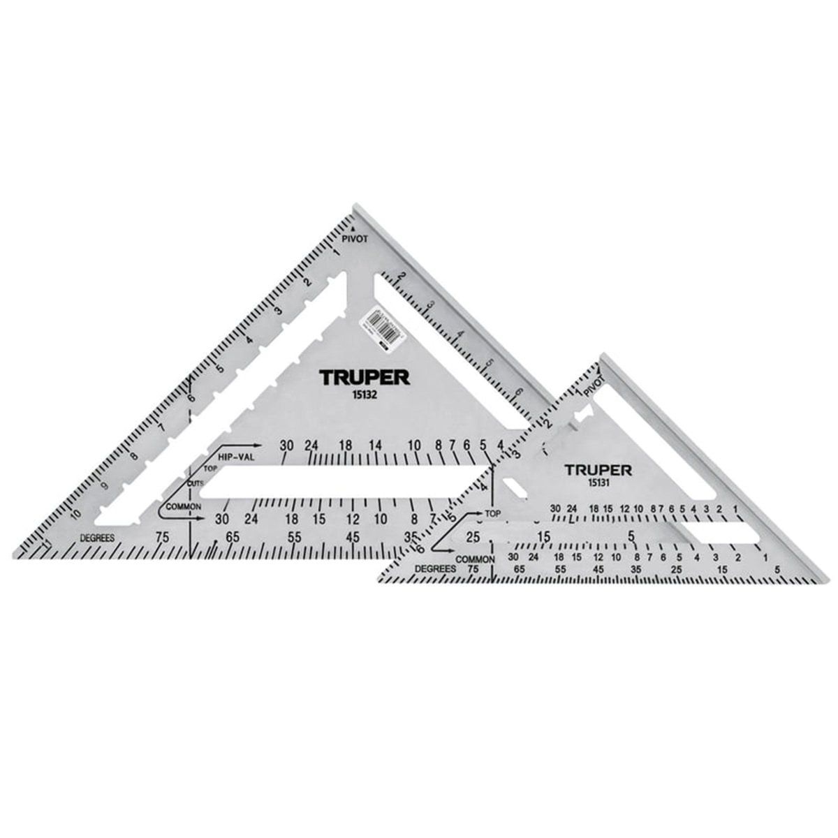 TRUPER - Juego 2 Escuadras de 7" y 12"  de Aluminio para Drywall Truper
