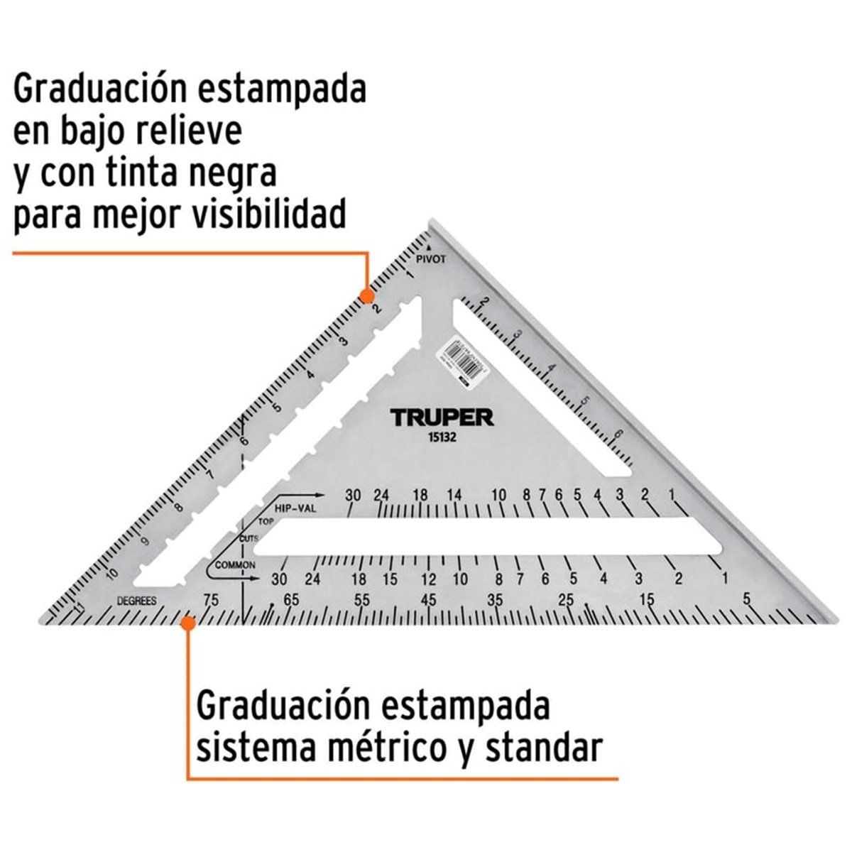 TRUPER - Juego 2 Escuadras de 7" y 12"  de Aluminio para Drywall Truper