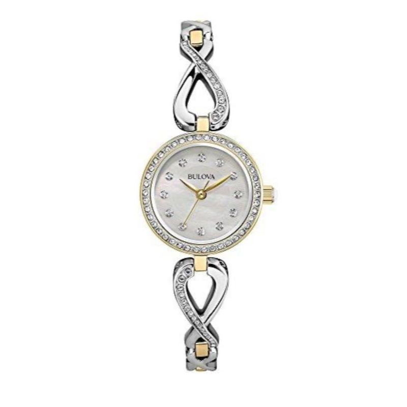 BULOVA - RELOJ BULOVA DAMA CON CRISTAL DE SWAROVSKI DORADO COLLAR INCLUIDO