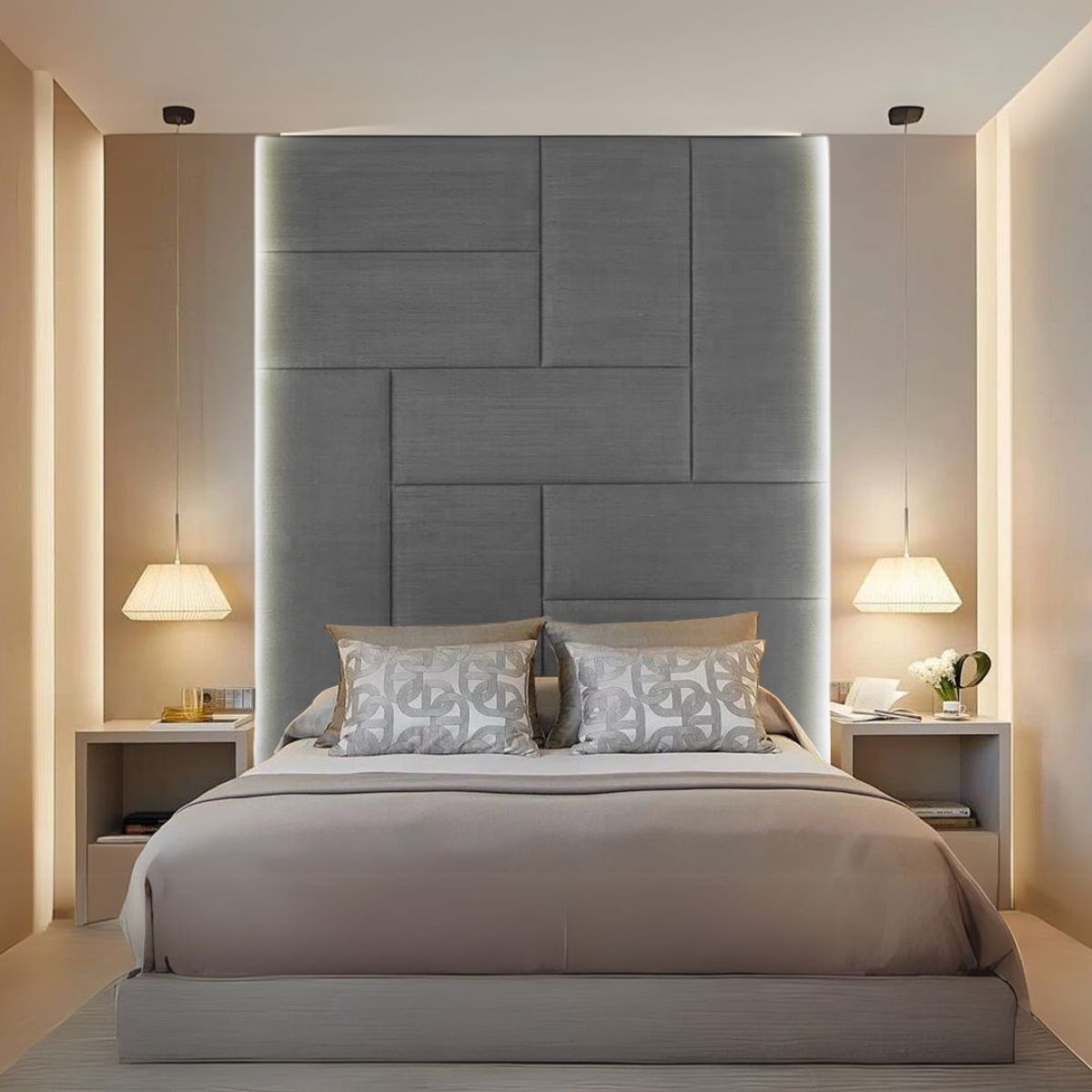 BARAKA HOME - Cabecera Arhus 1.5 Plz - Gris Claro