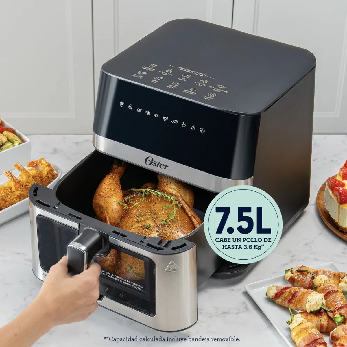 OSTER - Freidora de Aire Digital Oster® de 75L DiamondForce CKSTAF75WDSSDF