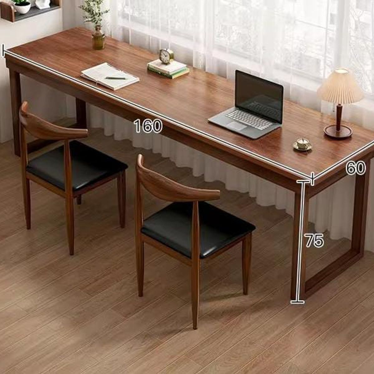 DMUEBLES - DM ESCRITORIO + 2 SILLONES EJECUTIVO GERENCIA MOVI 160 CM - NOGAL