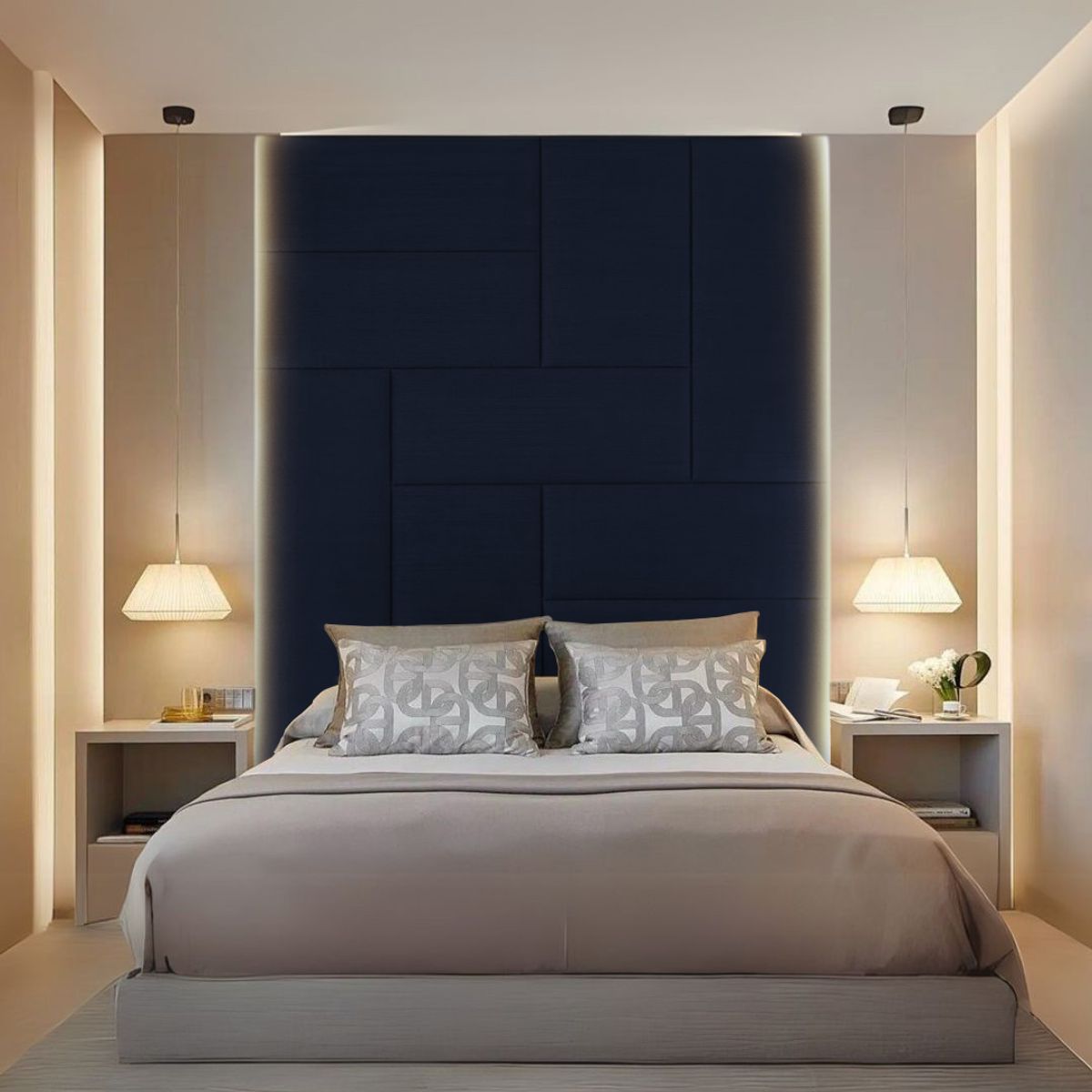 BARAKA HOME - Cabecera Arhus 1.5 Plz - Azul Marino