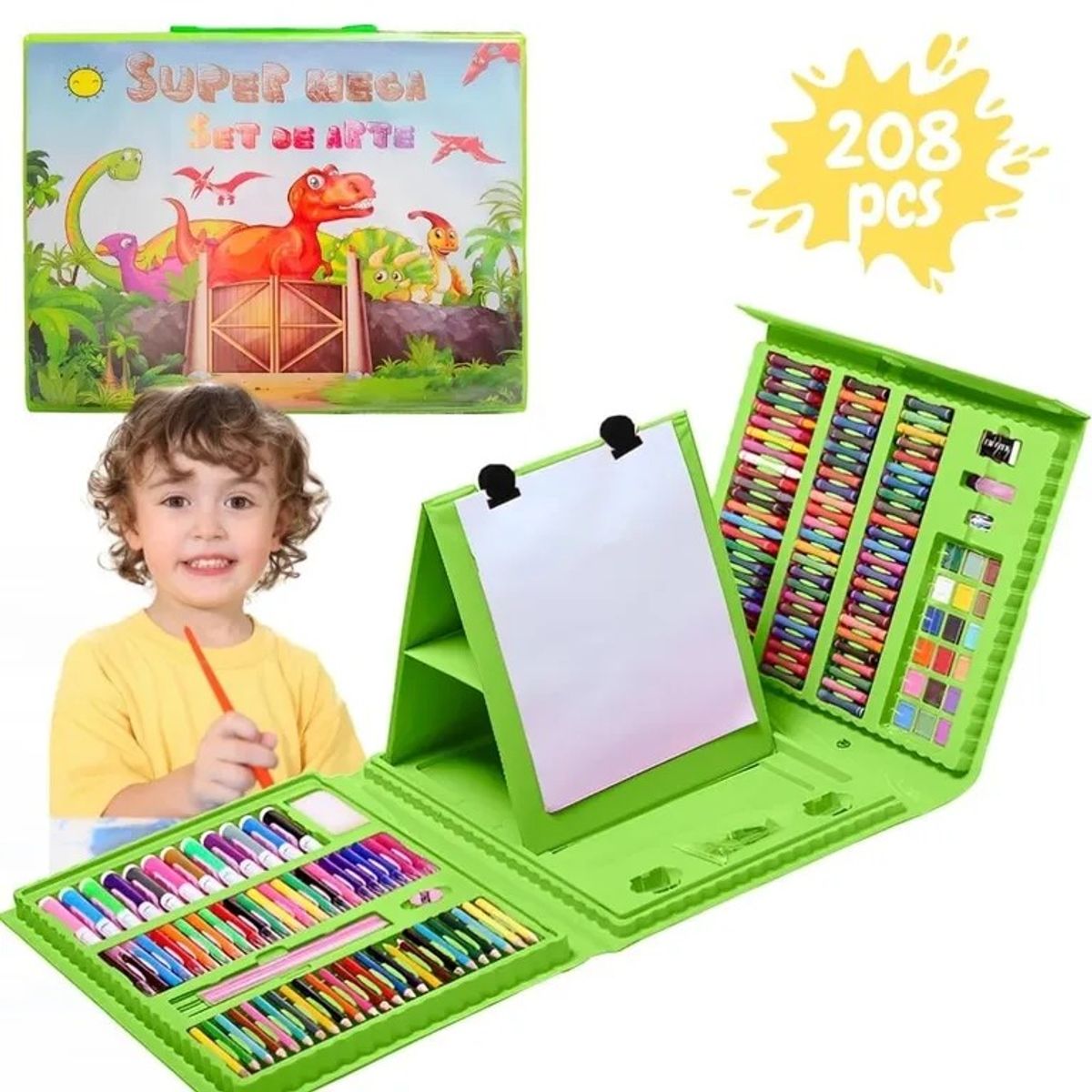 GENERICO - Kit de Arte y Dibujo de 208 Pzs - GENERICO- Verde