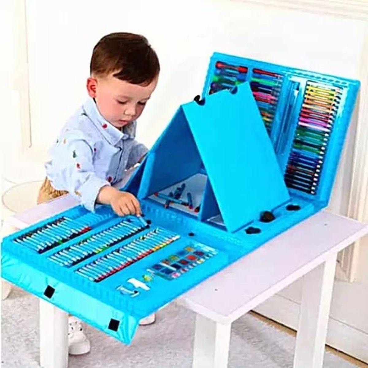 GENERICO - Kit de Arte y Dibujo de 208 Pzs -GENERICO- CELESTE