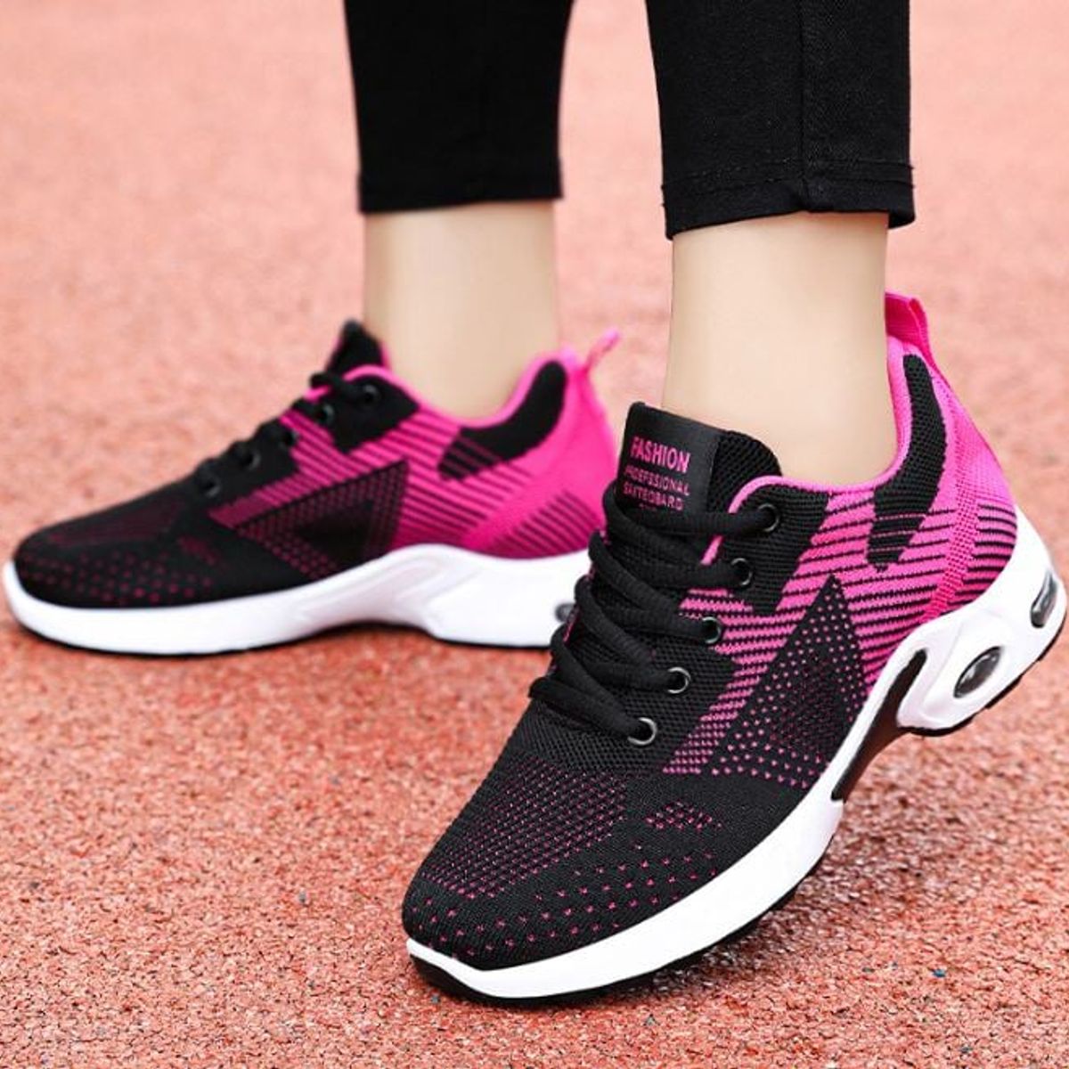 GENERICO - ZAPATILLA DE MUJER PROFESSIONAL FASHION 812 - NEGRO - FUCSIA