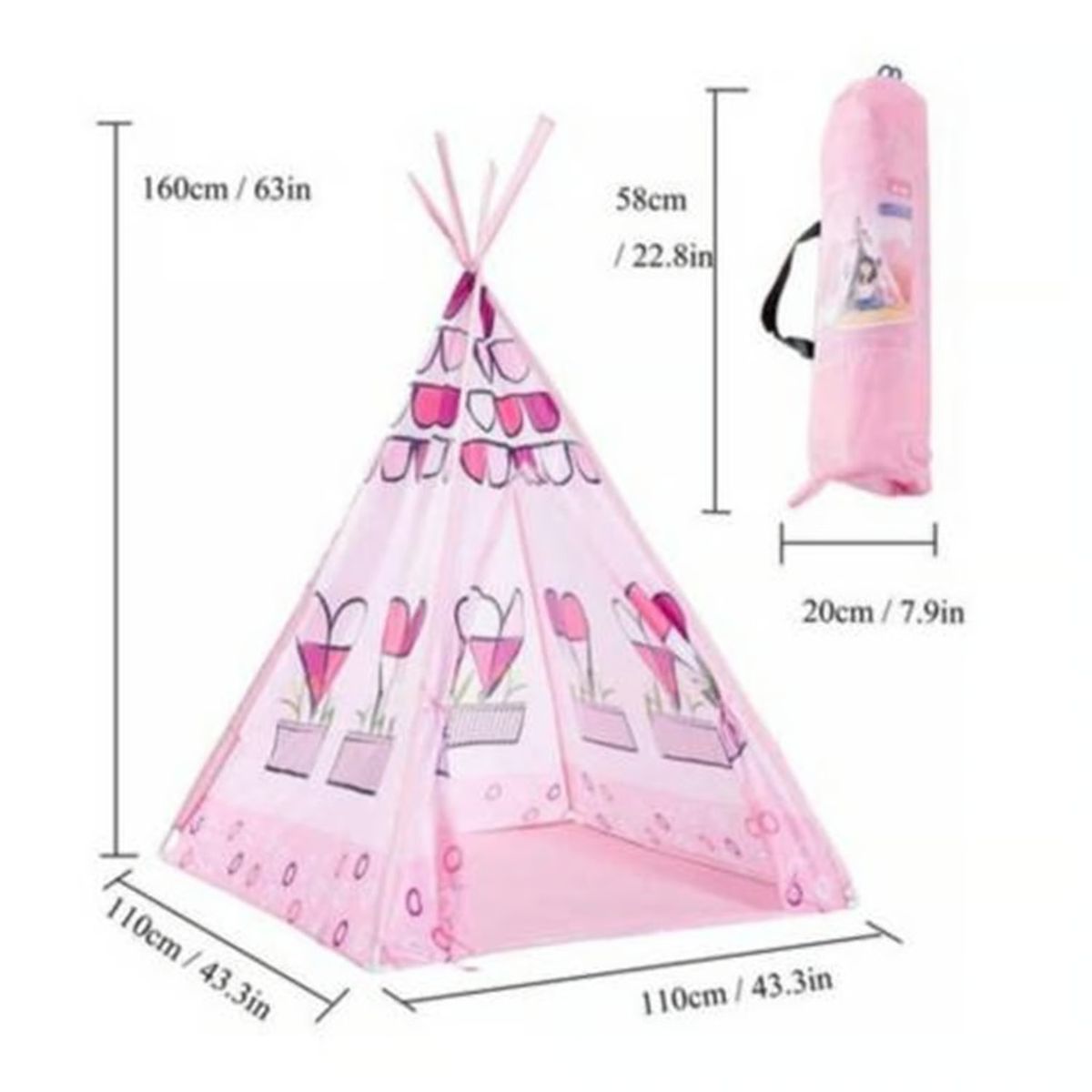 GENERICO - Carpa para niñas Tipi de corazones - Rosado-GENERICO