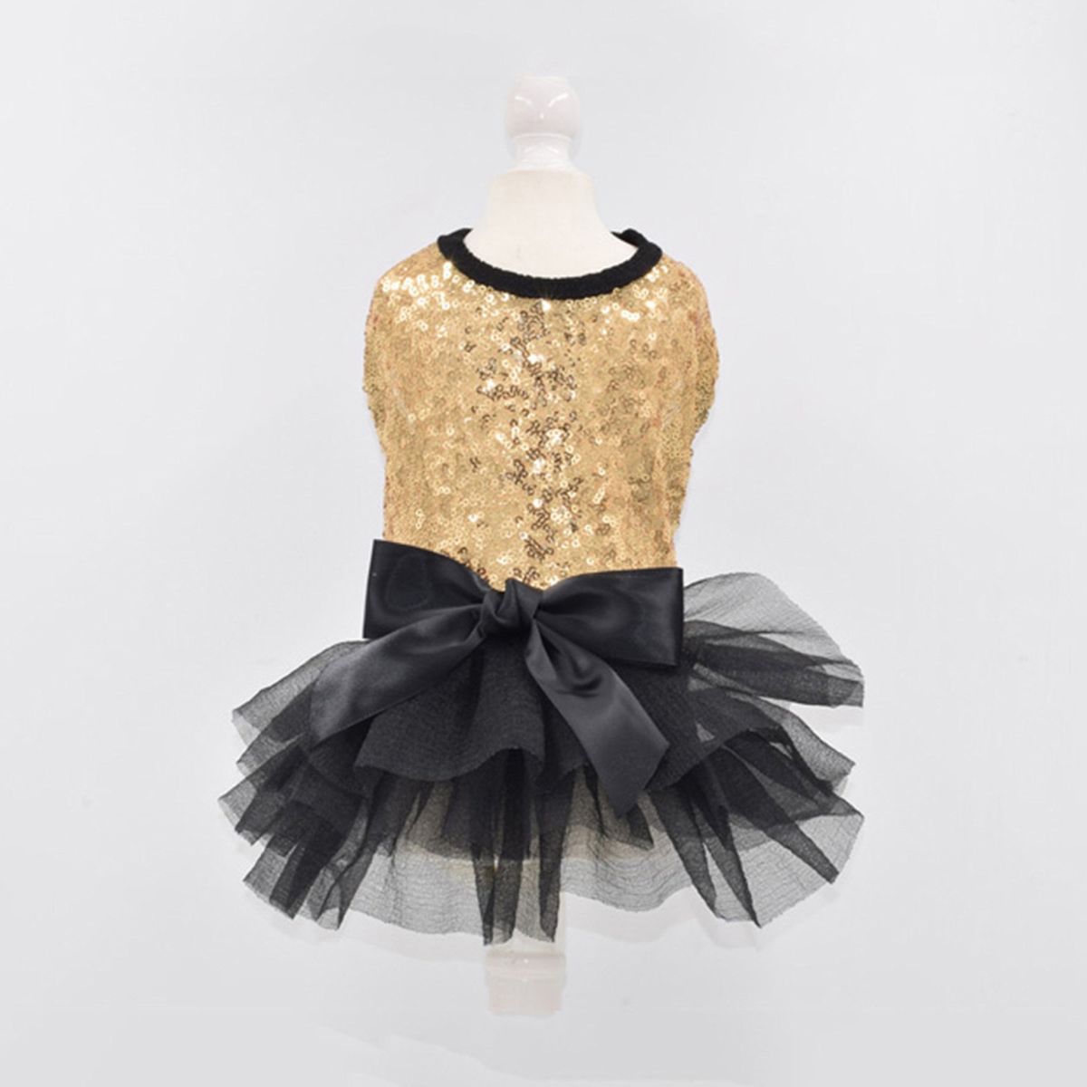 GENERICO - TERNURA BRILLANTE VESTIDO MASCOTAS NEGRO-DORADO TALLA XL