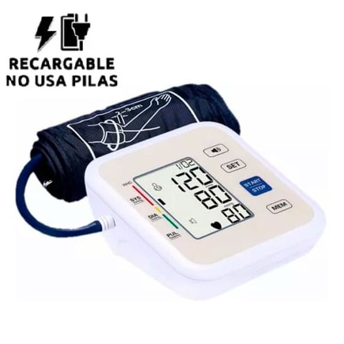 GENERICO - TENSIOMETRO DIGITAL DE BRAZO CON BATERIA RECARGABLE