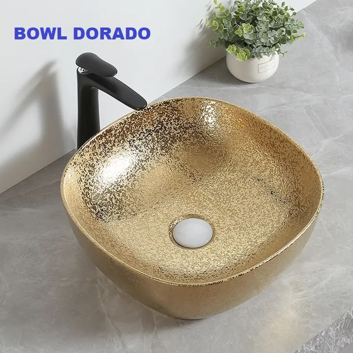 FRATELLI - BOWL OVALIN DE LOZA CUADRADO DORADO TEXTURADO  248