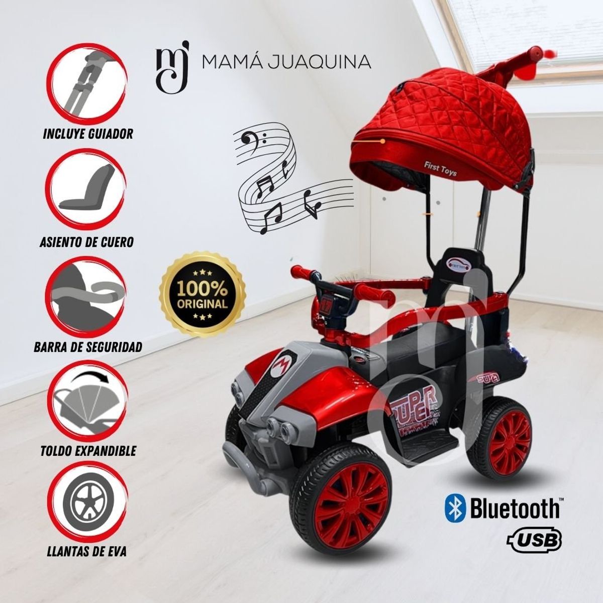 BABY - Correpasillo a Batería «KARTMARIO» con Bluetooth Red