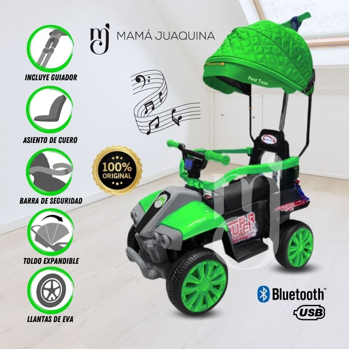 BABY - Correpasillo a Batería «KARTMARIO» con Bluetooth Verde