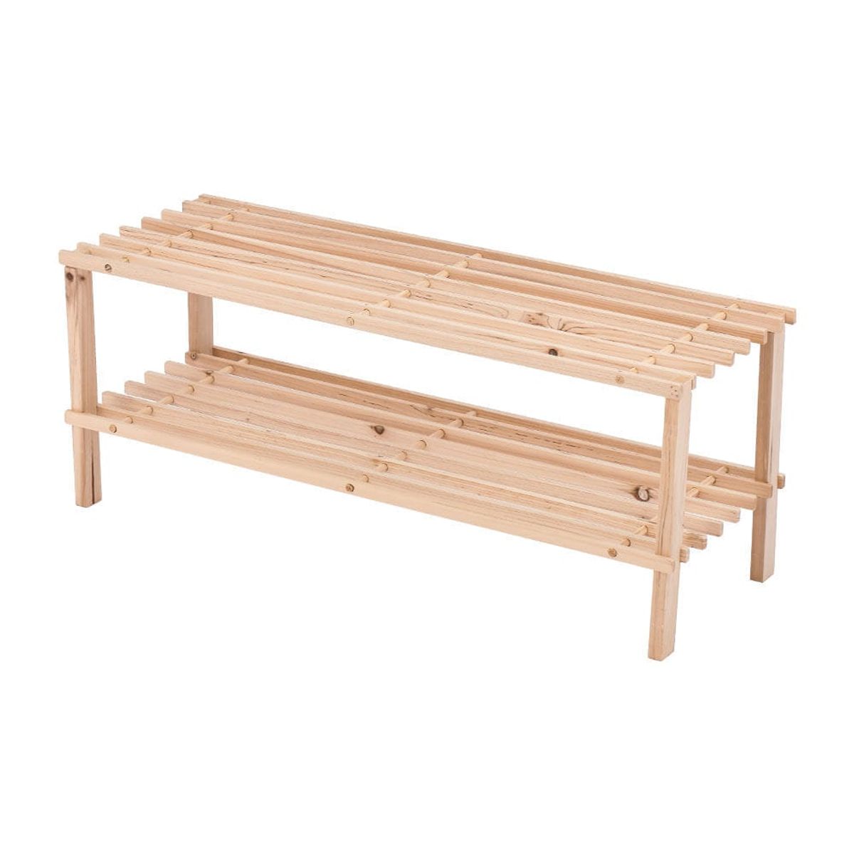 GENERICO - Zapatero de dos niveles estilo Nordico - Madera de cedro natura