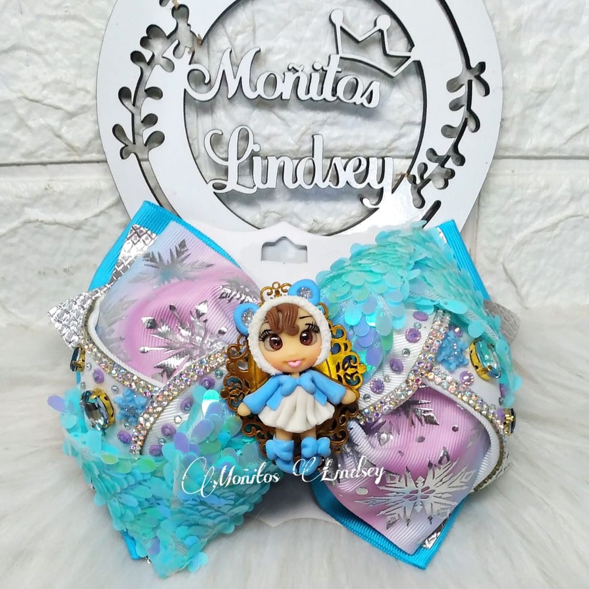 GENERICO - Maxilazo Niña Nieve Gancho para Cabello Niña - Moñitos Lindsey