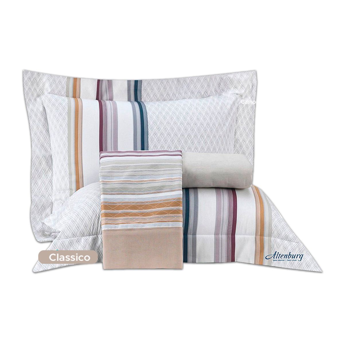 ALTENBURG - Cubrecama + Sábanas  100% Algodón Pima 200 Hilos Queen - CLASICO