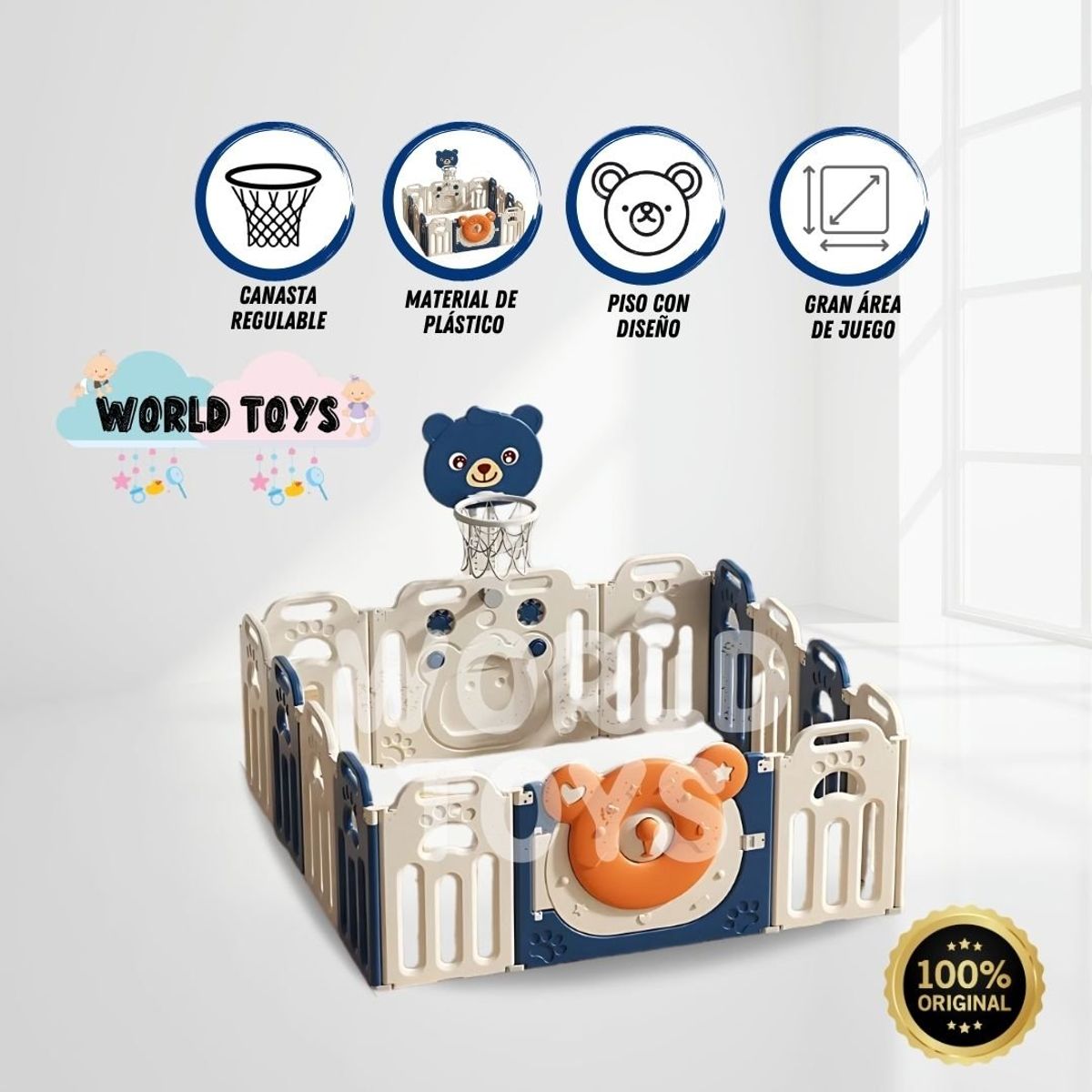 BABY - Corral Interactivo Plegable «BEAR HOUSE» Blue