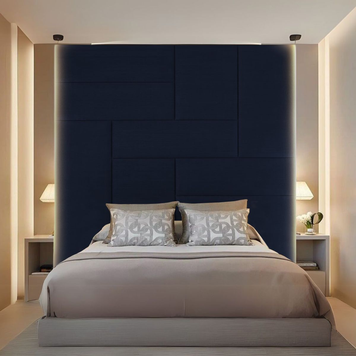 BARAKA HOME - Cabecera Arhus Queen - Azul Marino