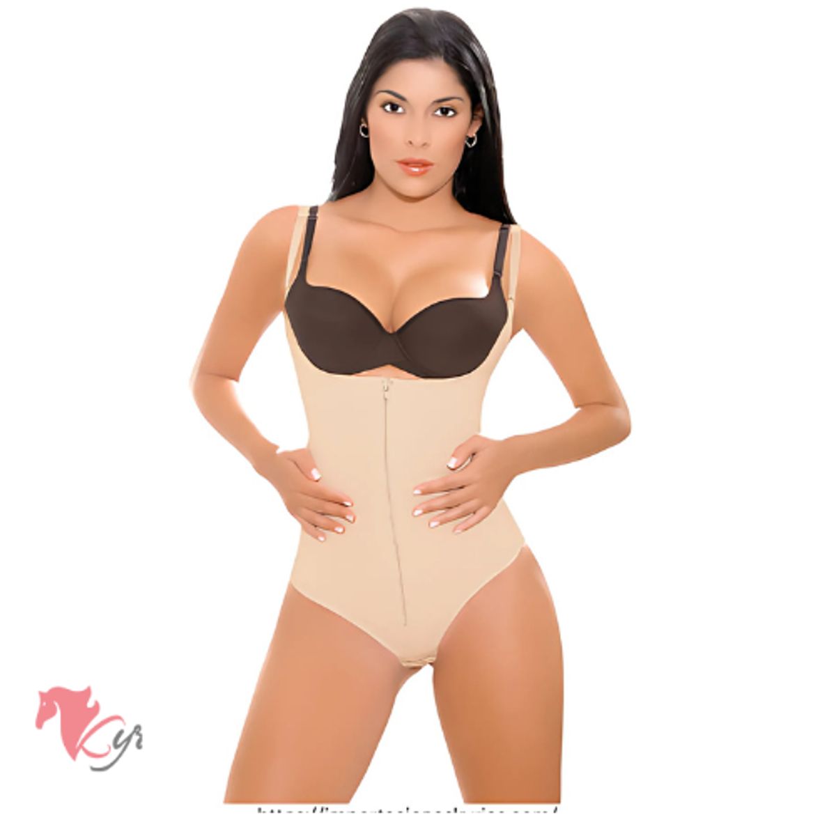 NACIONAL - Faja Body Con Cierre De Broche Color Beige Talla L