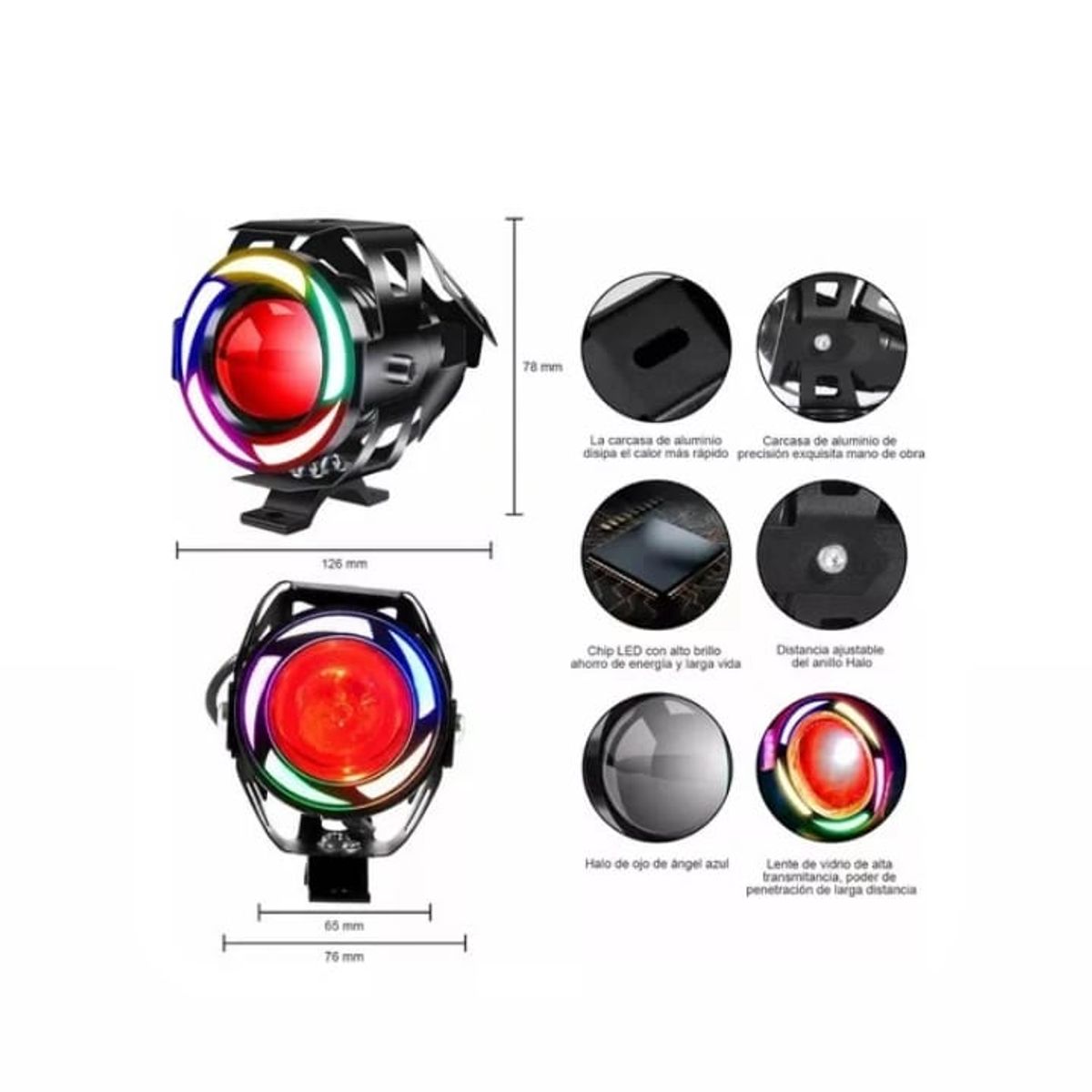 GENERICO - Focos Niebla Ojo Ángel Estrobos Leds Moto Luces Kit De Faros