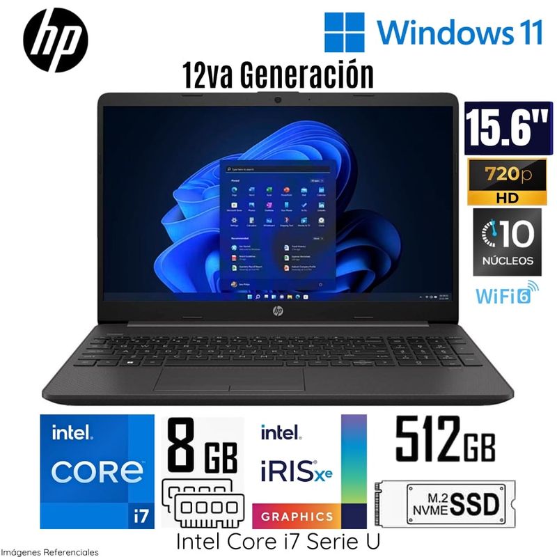 HP - Laptop HP 250 G9 Intel Core i7 1255U 8GB RAM 512GB SSD 15.6” HD - 7C6J6LA
