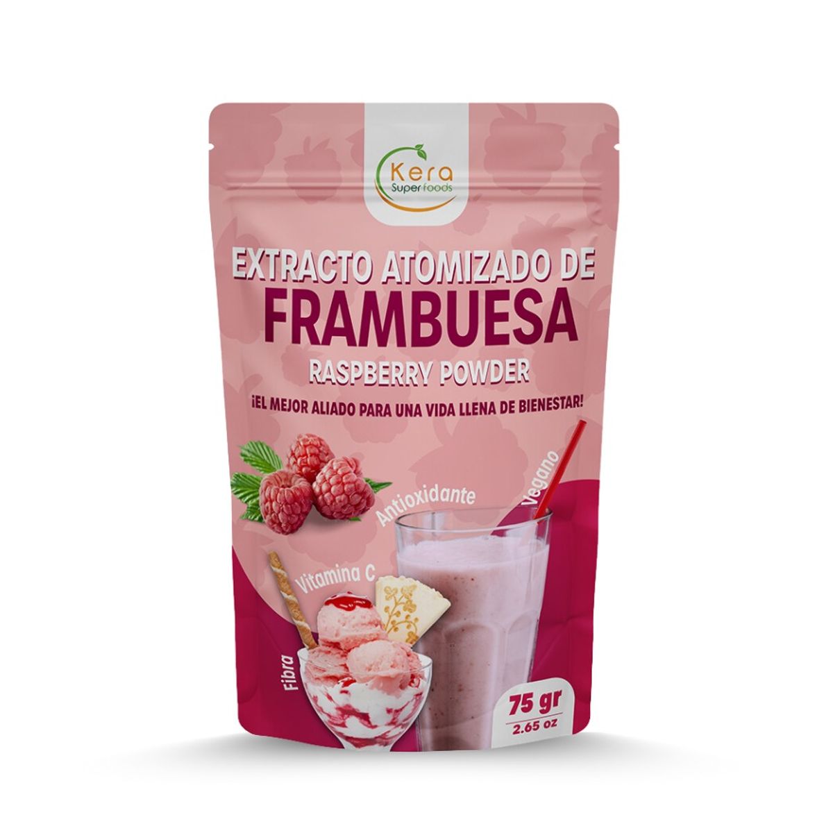 KERA SUPERFOODS - FRAMBUESA ATOMIZADA EN POLVO 75GR - KERA SUPERFOODS