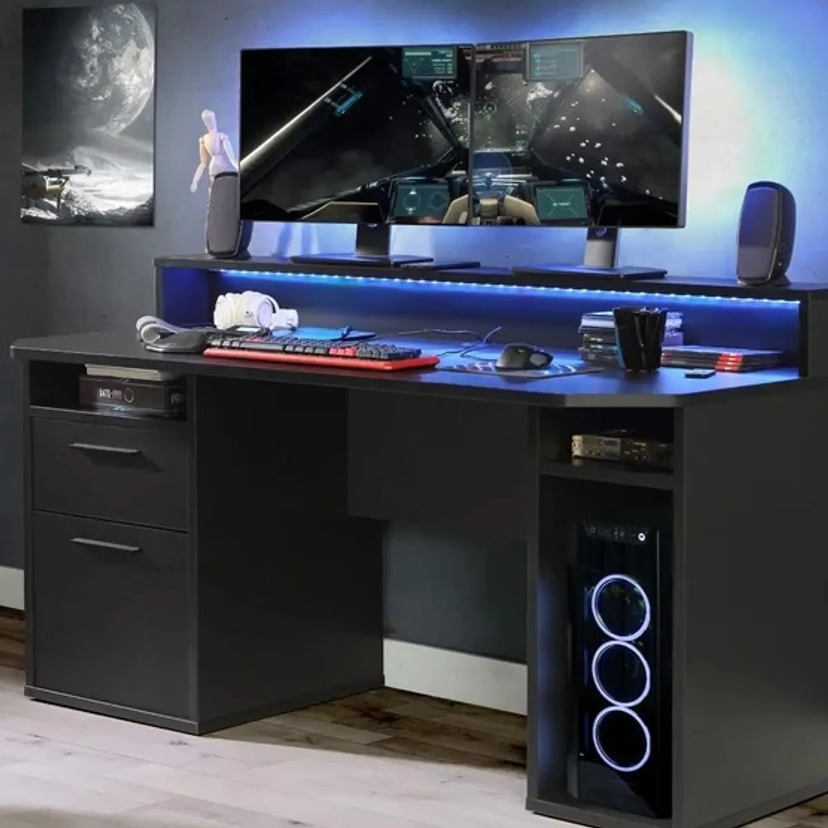 GENERICO - Escritorio Gamer Shanks Moderno - Negro