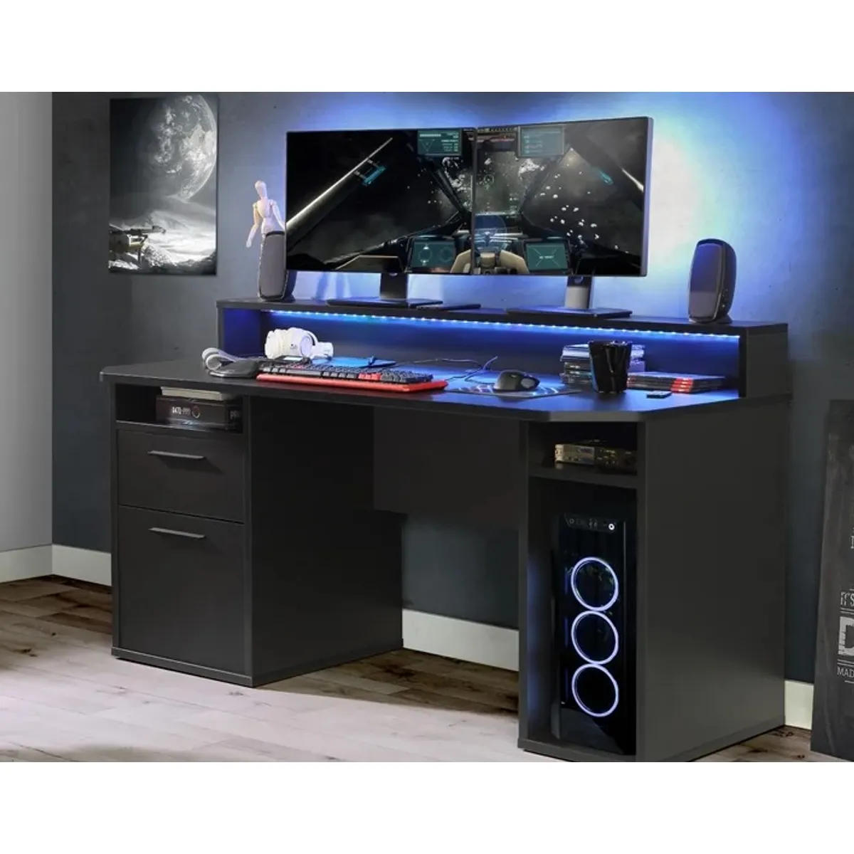 GENERICO - Escritorio Gamer Shanks Moderno - Negro