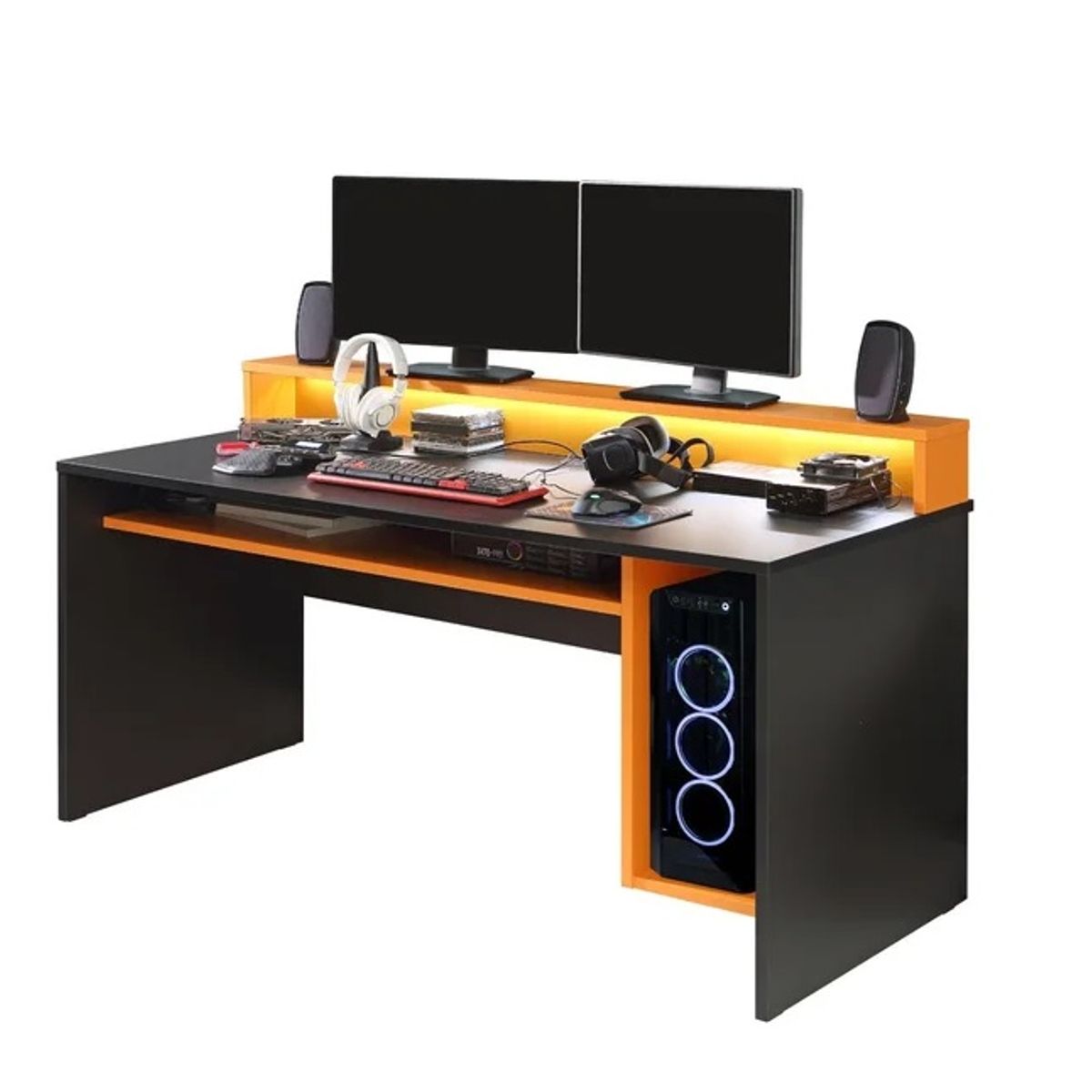 GENERICO - Escritorio Gamer Usopp Moderno - Negro y Naranja