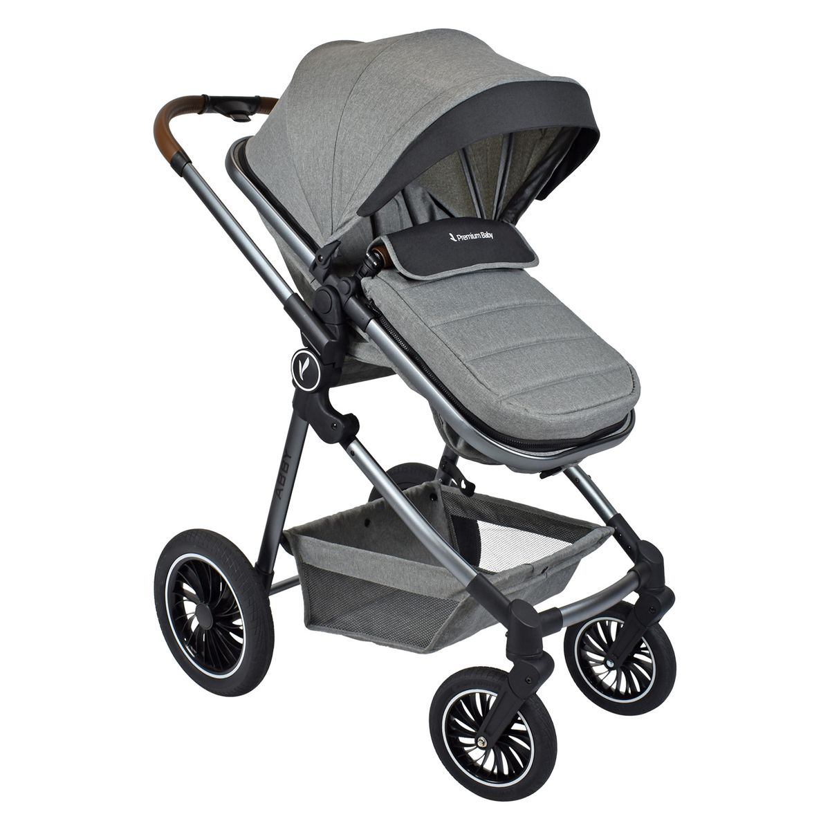 PREMIUM BABY - Coche Cuna Para Bebé Tipo Moises Premium Baby Abby Gris