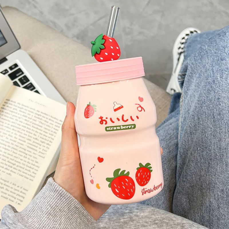 GENERICO - TAZA DE CERÁMICA ESTILO COREANO - STRAWBERRY