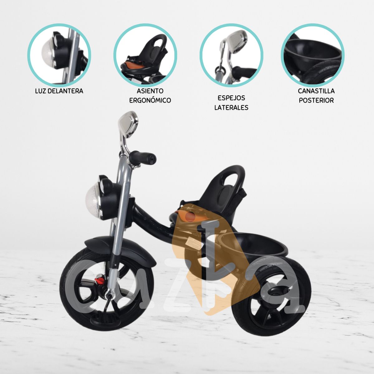 CONFORT KID'S - Triciclo Chavito para Niños «HARLEY» Black