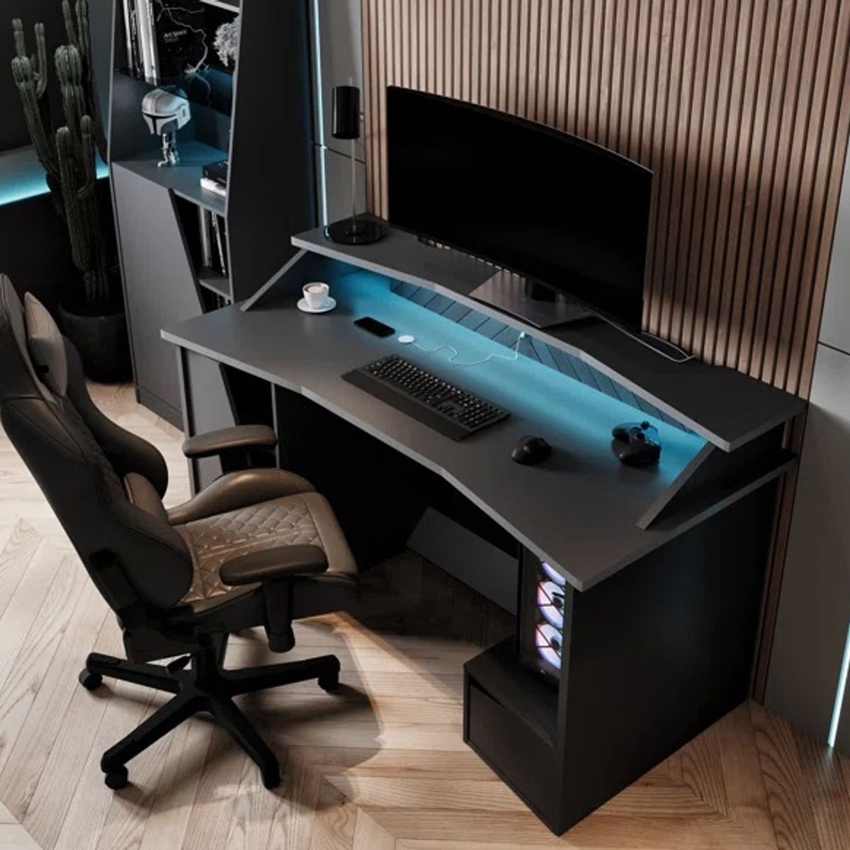 GENERICO - Escritorio Gamer Kikunojo Moderno - Gris Oscuro