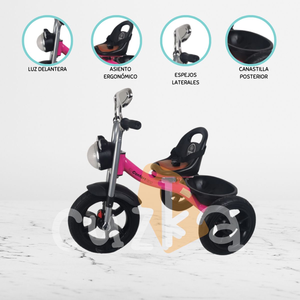 CONFORT KID'S - Triciclo Chavito para Niños «HARLEY» Pink