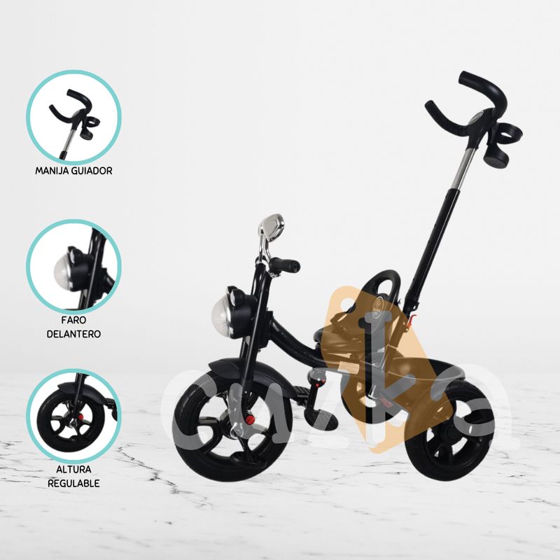 CUZKA - Triciclo Guiador para Niños «PUSHER» Black