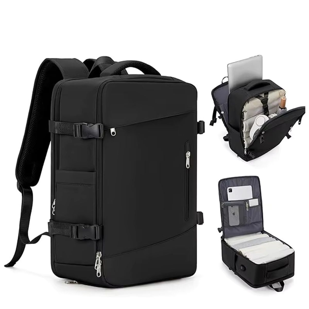 GENERICO - Mochila Viajera Cabinera Compartimiento Laptop Negro