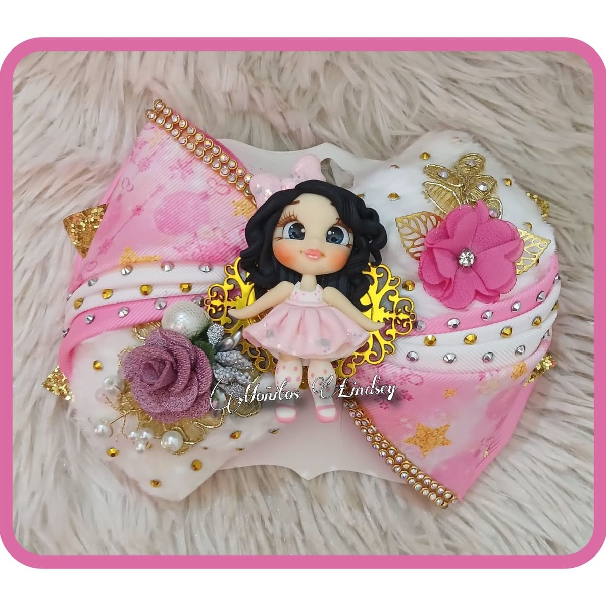 GENERICO - Maxilazo ROSA Gancho para Cabello Niña - Moñitos Lindsey