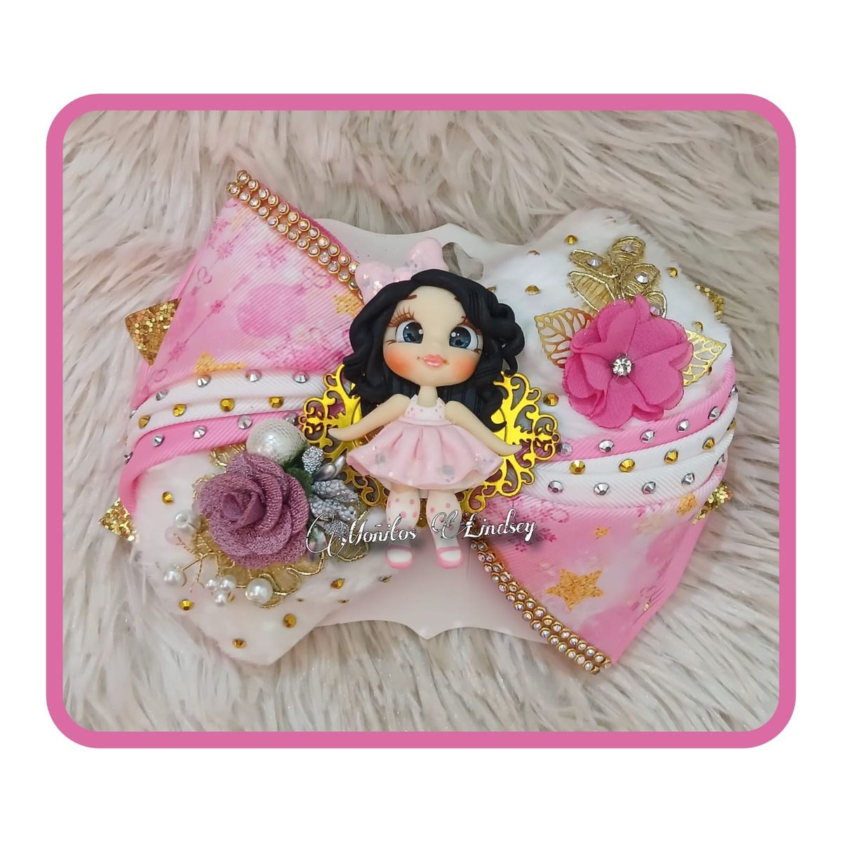 GENERICO - Maxilazo ROSA Gancho para Cabello Niña - Moñitos Lindsey