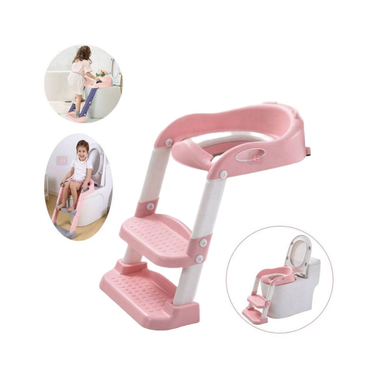 OEM - Asiento De Entrenamiento Escalonado Para Inodoro Rosado