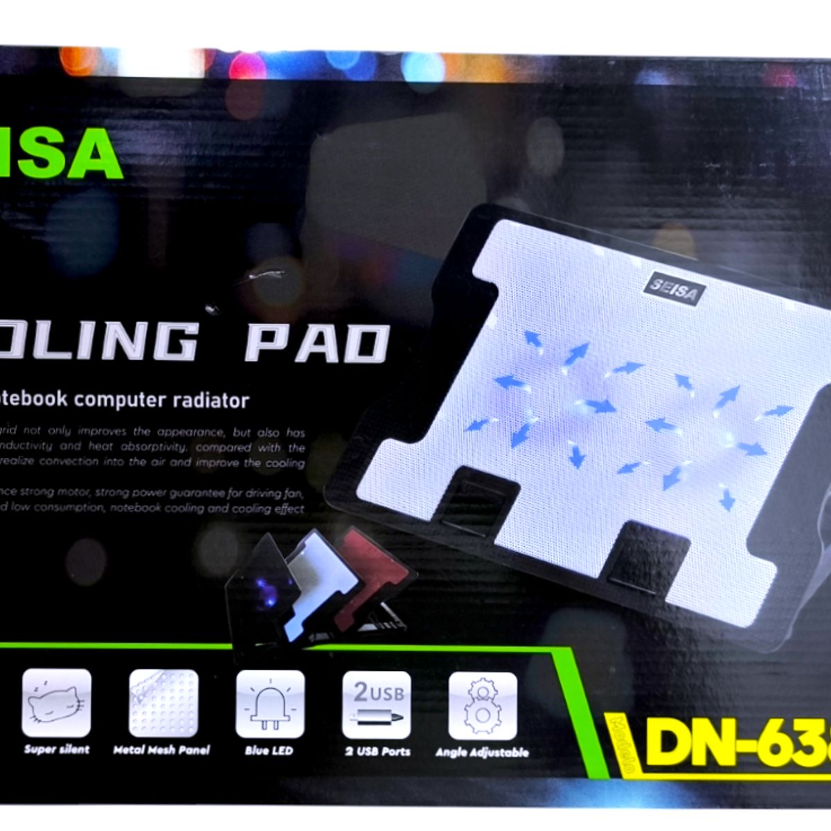 SEISA - Cooler - Soporte de enfriamiento doble ventilador para laptop