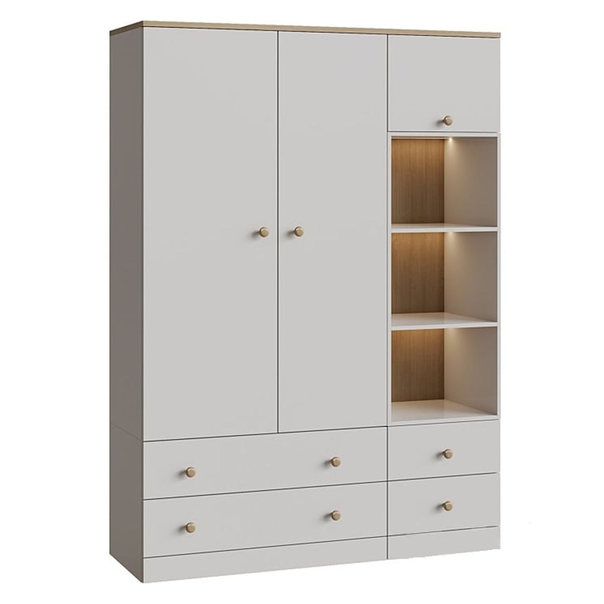 GENERICO - Ropero Melamina Henry 2 Piezas - Blanco y Madera