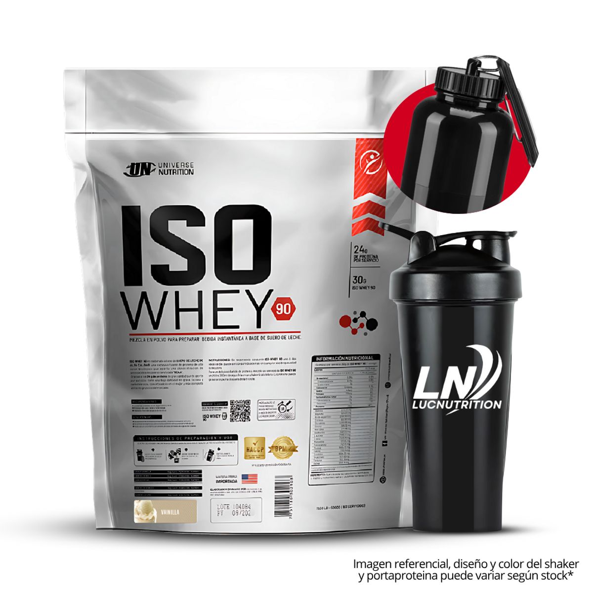 UNIVERSE NUTRITION - Iso Whey 90 5 kg vainilla + shaker + PortaProteina