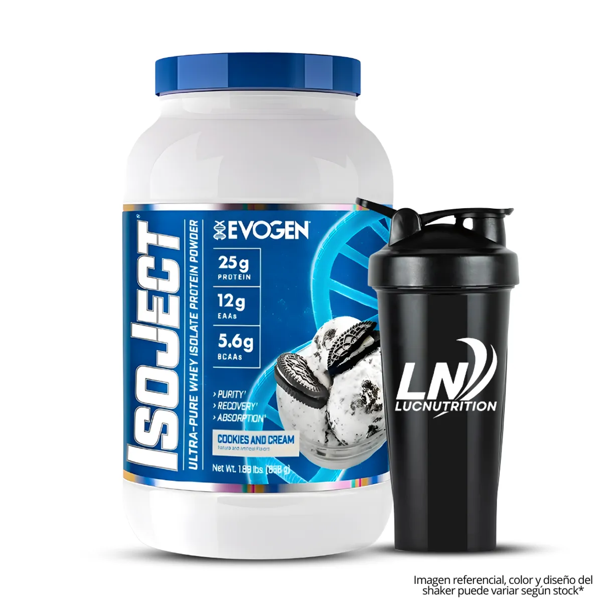 EVOGEN - Isoject 26 Serv Proteina Isolatada Evogen - Cookie and Cream + Shaker