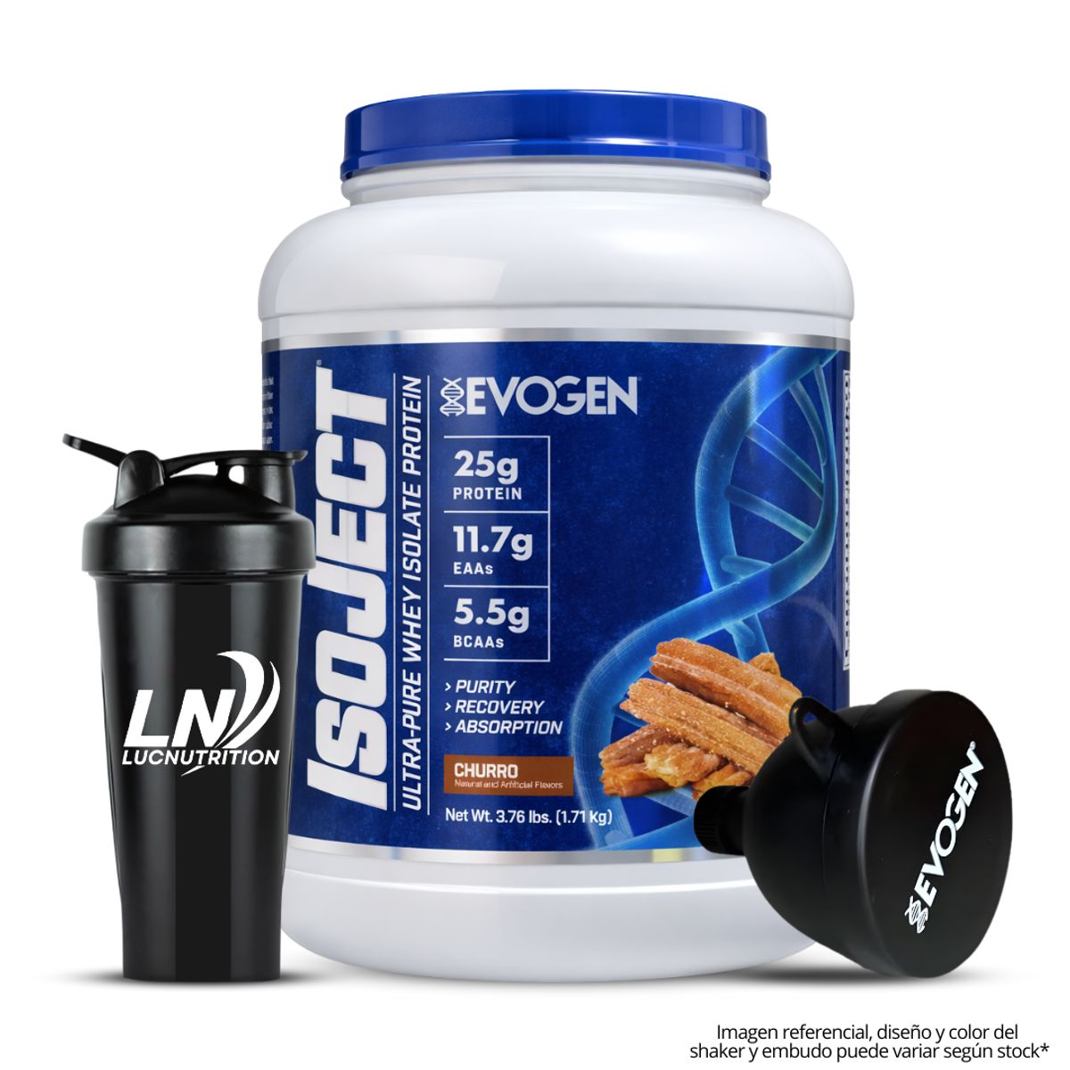EVOGEN - ISOJECT 3.76 LB Proteina Isolate Evogen - Churro + Shaker + Embudo